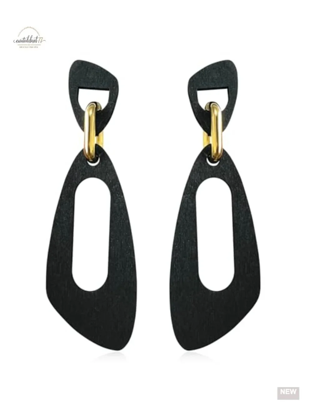 Lightweight Natural Wooden Rectangle Geometry Dangle Drop Earrings